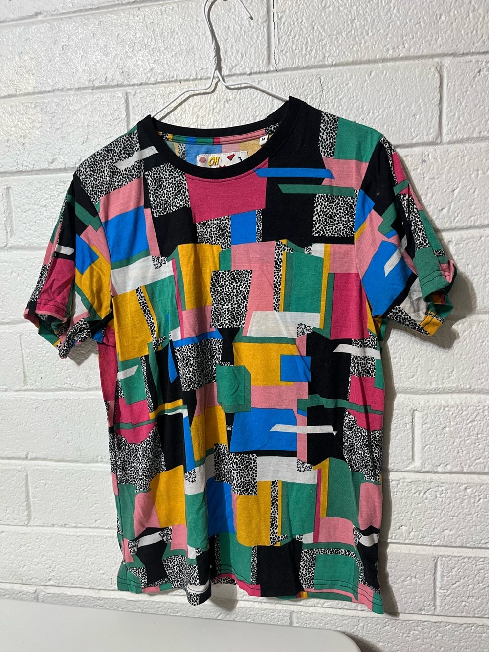Multicolor Geometric Abstract Art 80’s Backrooms Print Men's T-Shirt Oh Snap! M